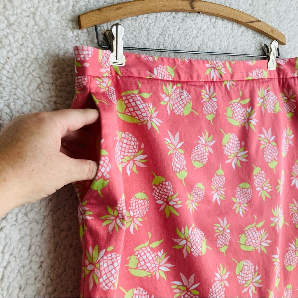 346 Brooks Brothers Stretch Women's pink pineapple print pencil skirt, Sz 16 - Picture 4 of 13